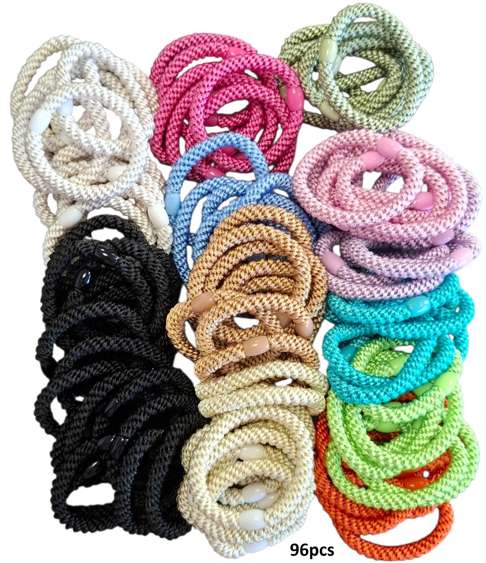 Q-H7.2 H2253-004-96pcs Hair Elastics Mixed - 96pcs