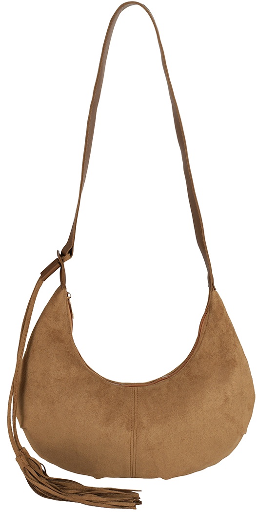 T-E3.2 BAG1021-011-3 PU Shoulder Bag with Tassel 38x30cm Brown