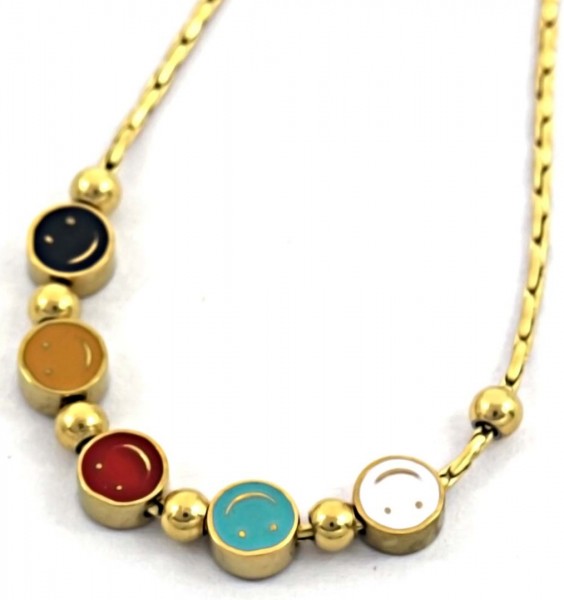 I-C5.1 N090-019G S. Steel Necklace Smileys