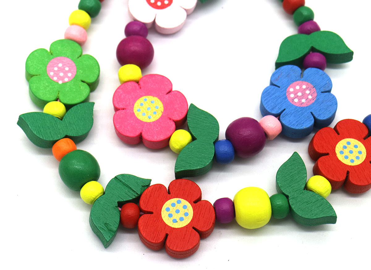 S-C3.1 NB622-005 Kids Jewelry Set Wood Flowers S-C3.1 NB622-005 Kids Jewelry Set Wood Flowers