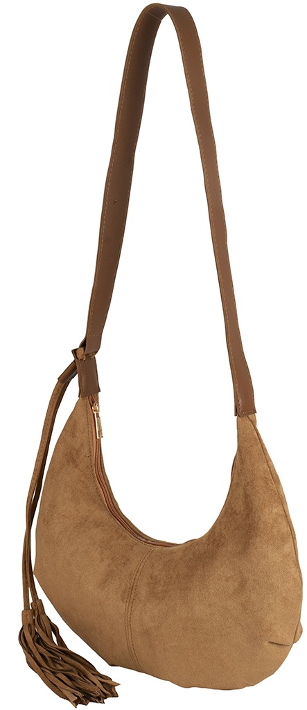 T-E3.2 BAG1021-011-3 PU Shoulder Bag with Tassel 38x30cm Brown