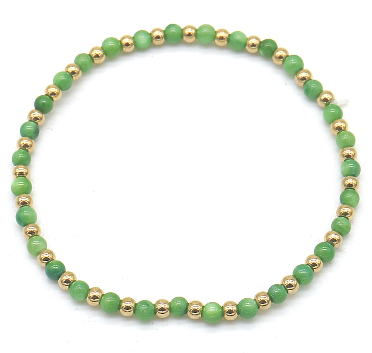 D-B18.1 B2142-004B S. Steel Elastic Bracelet Green Adventurine