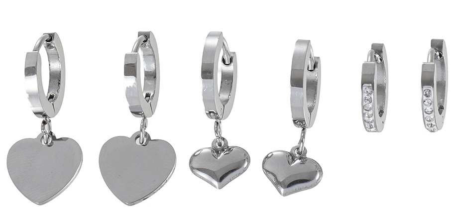 H-F7.3  E1131-076S S. Steel Earring Set 3 Pairs