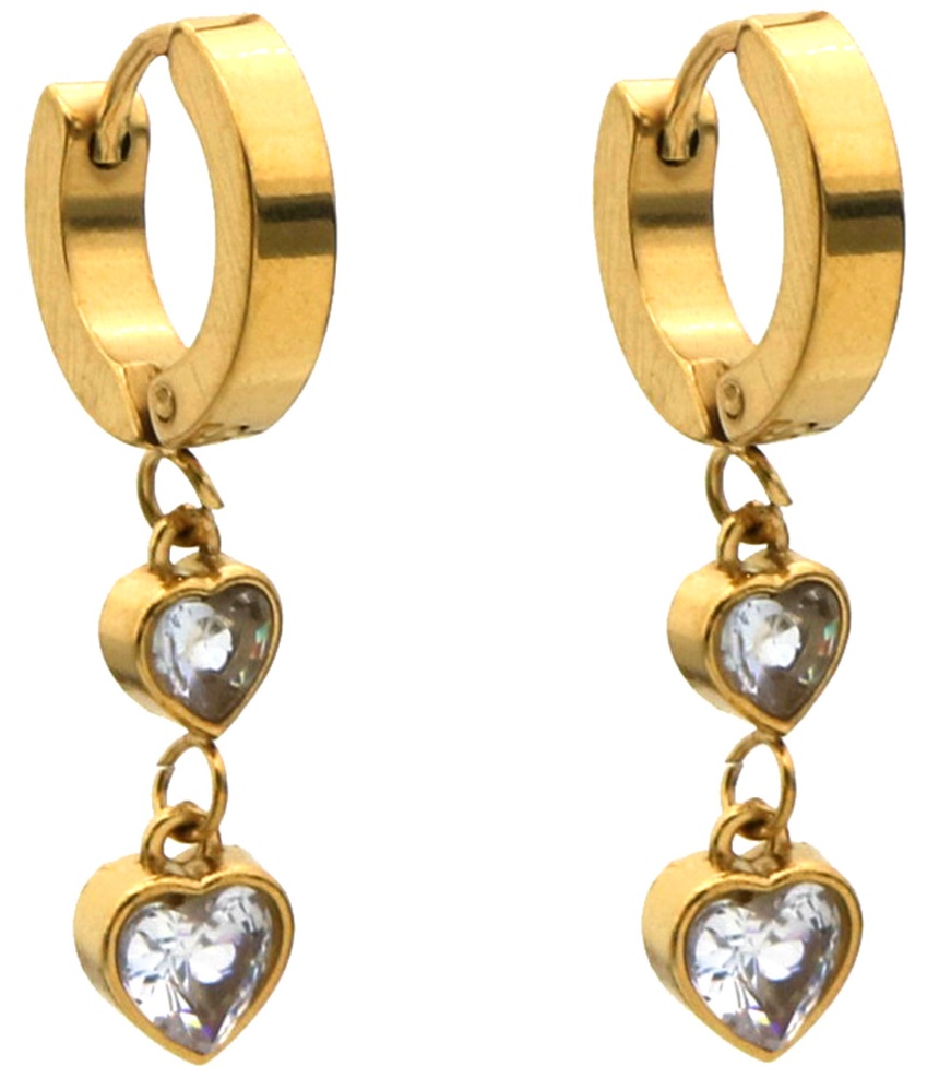 D-E10.1 E1134-001G S. Steel Earrings Hearts Crystal 3cm