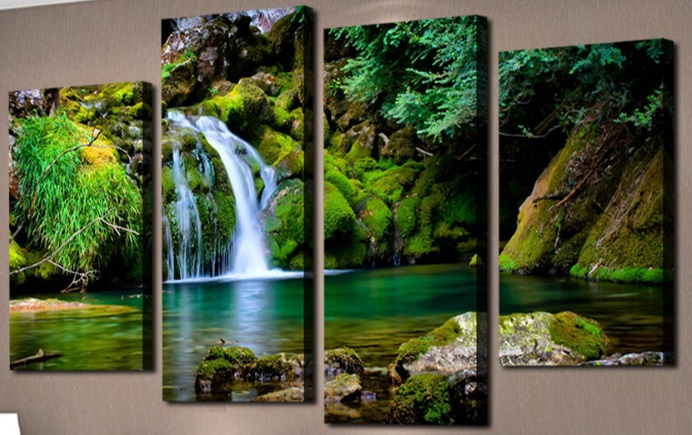 Y-A3.5 DF101 Diamond Painting 4 Frames Waterfall 120x80cm