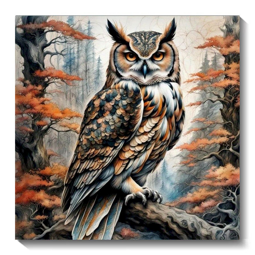 L-B3.2 DP2545062 Diamond Painting -Canvas 30x20cm - Painting 25x15cm Owl