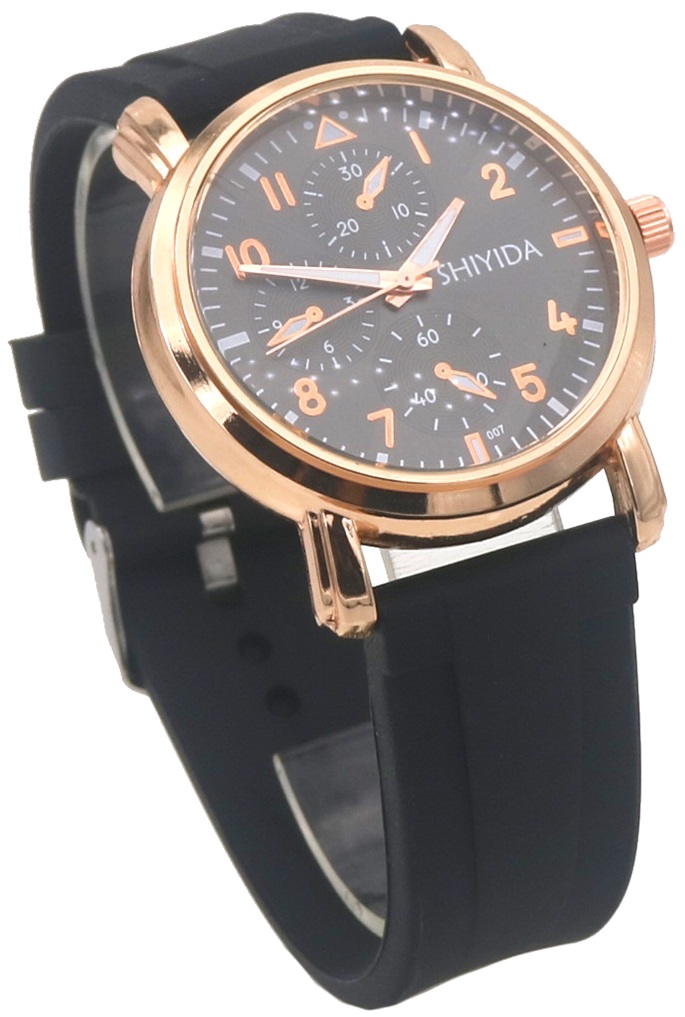 A-D7.1 W002-013-4 Quartz Watch Rubber Strap Black