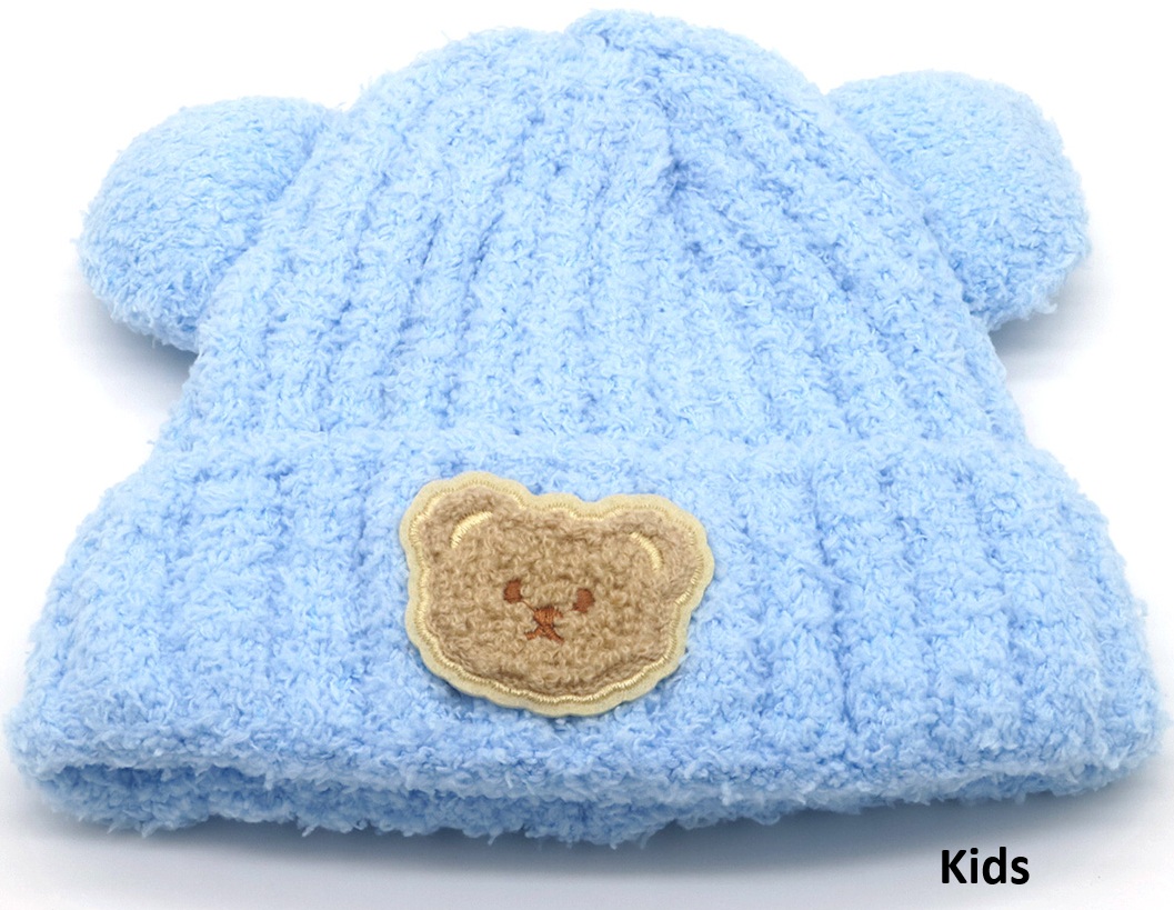 T-A4.1 HAT1001-003-1 Beanie with Bear for Kids Blue