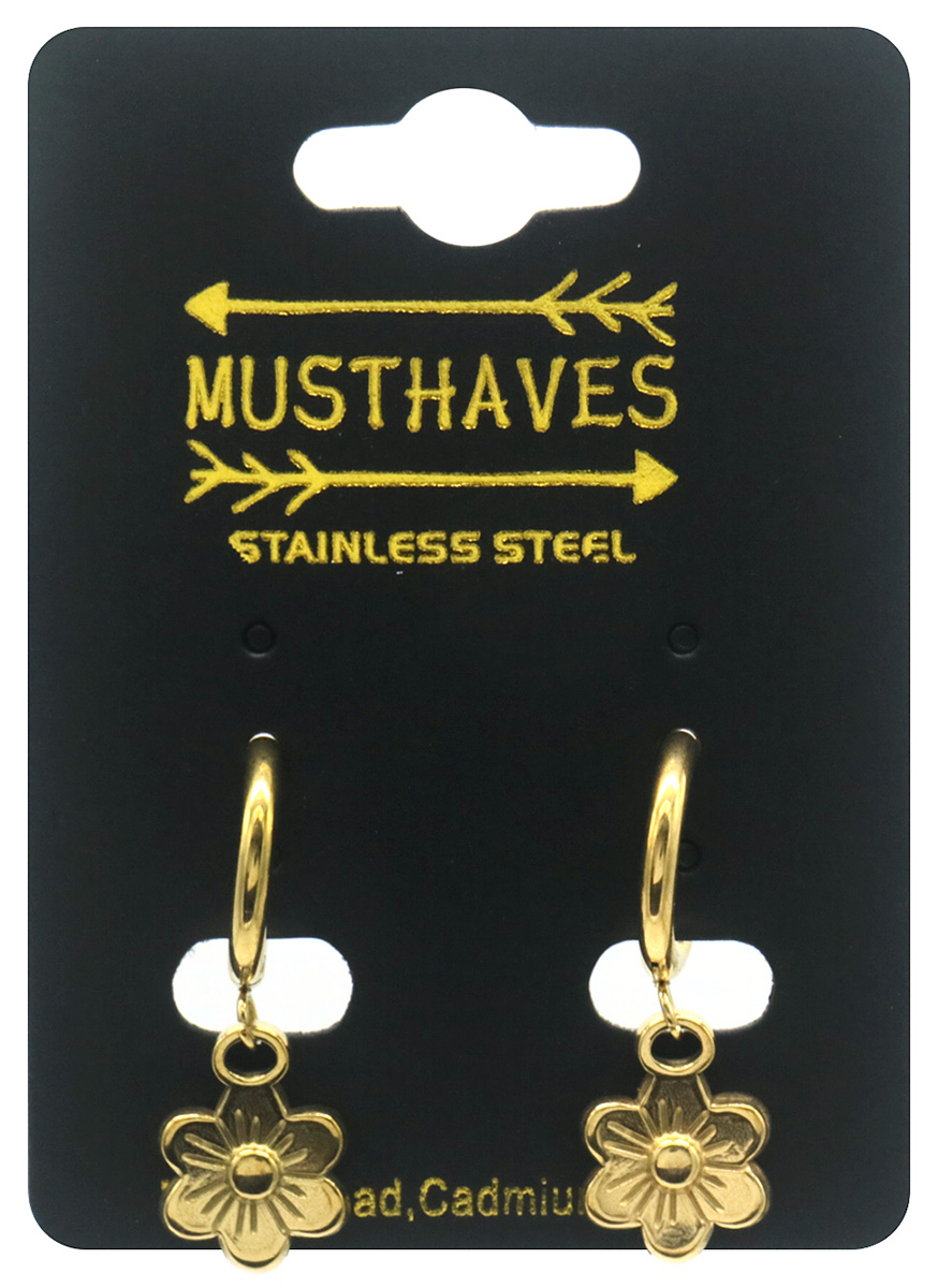 A-B17.4 E103-267G S. Steel Earrings Flower 3x1cm