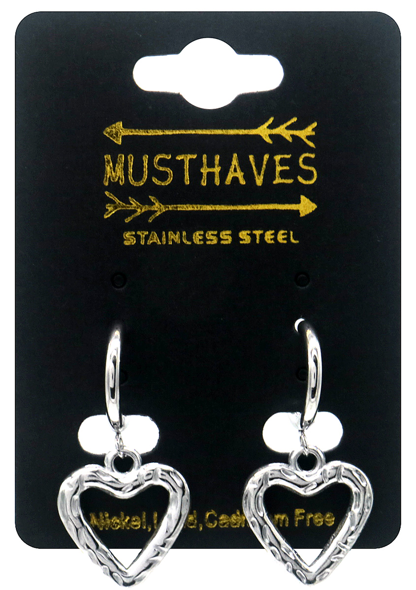 A-C19.4  E103-283S S. Steel Earrings Heart 3x1cm