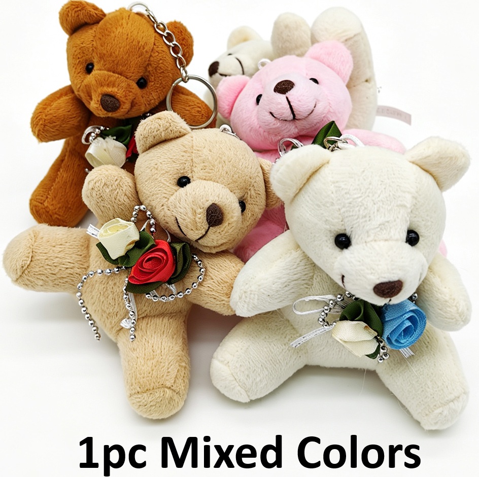 Y-A4.4 KY615-619 Plush Keychain Bear 10cm Mixed Colors - 1pc
