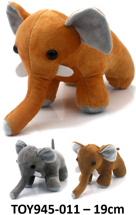 Z-A2.4 TOY945-011 Plush Elephant 19cm - Mixed Colors - 1pc