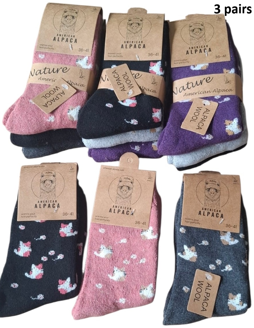 Z-D2.3 JN25-8208 Woolen Socks Size 36-41 Mixed Colors  - 3-Pack