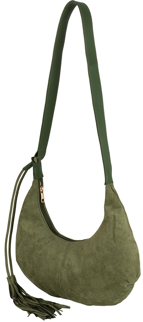 T-G6.1  BAG1021-011-4 PU Shoulder Bag with Tassel 38x30cm Green