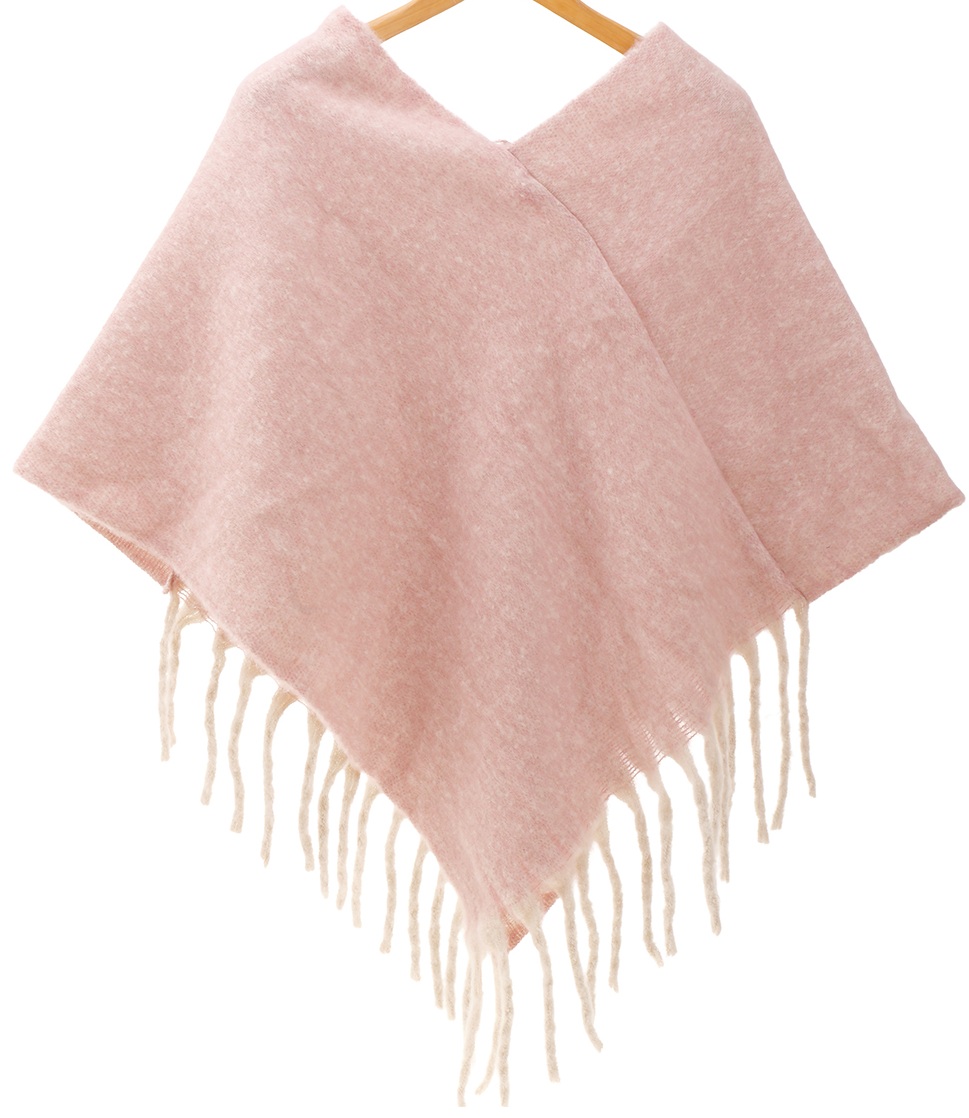 Q-L2.2  SCARF2588-011-5 Woven Winter Poncho Pink Q-L2.2  SCARF2588-011-5 Woven Winter Poncho Pink