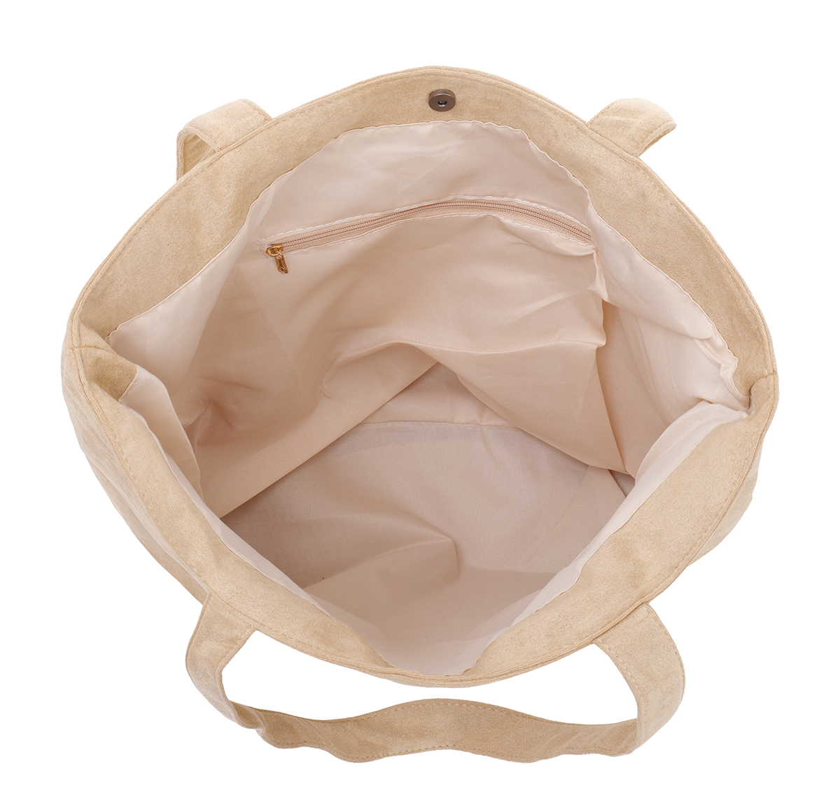 Q-J6.1 BAG1022-002-2 PU Shopper Suede Look 43x33x12.5cm Beige