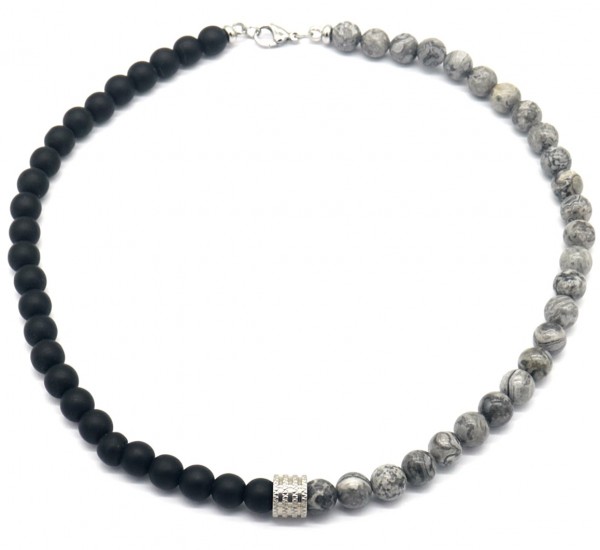 F-D21.3 N023-003 S. Steel Unisex Necklace With 8mm Map Stone