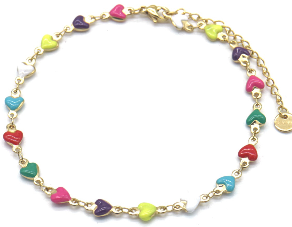 H-C2.1  ANK835-007G S. Steel Anklet Hearts