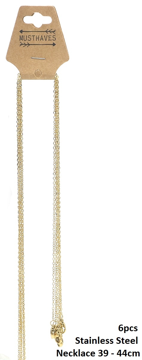 J-C4.3 N301-038G S. Steel Necklaces 39-44cm - 6pcs J-C4.3 N301-038G S. Steel Necklaces 39-44cm - 6pcs