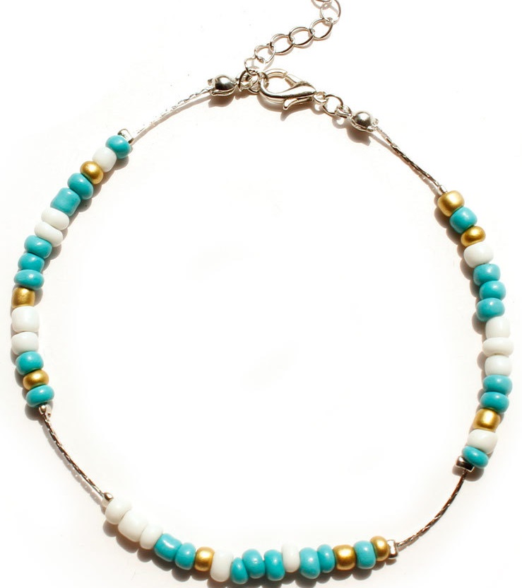 I-B20.3 ANK830-042 Anklet Beads Blue