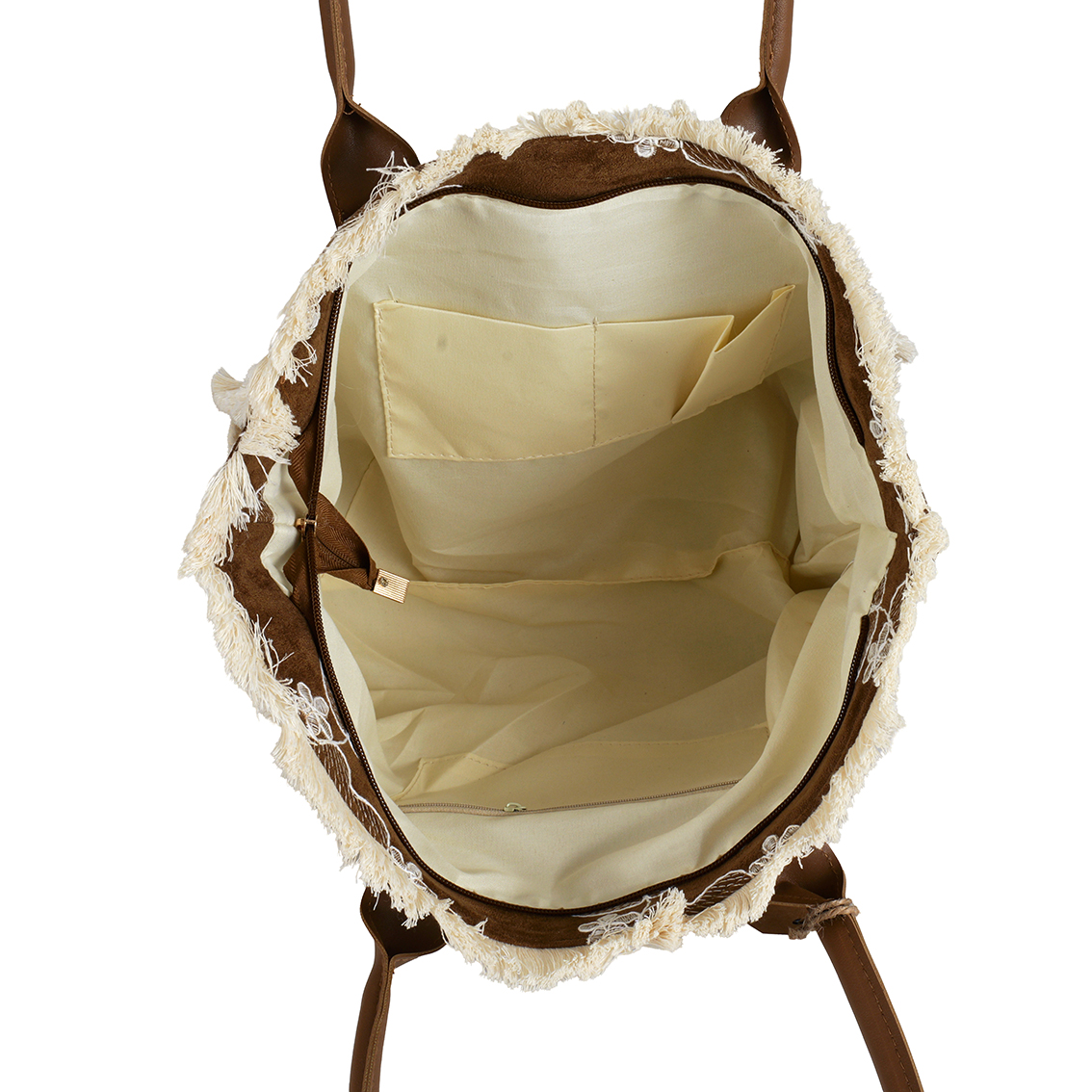 R-D3.1 BAG1021-026-1 PU Shopper Embroidered 44x27x16cm Brown