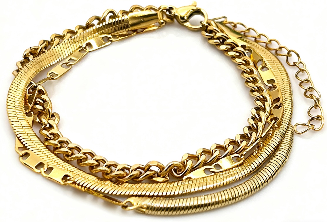 A-E5.1 B1131-007G S. Steel Bracelet Layered 16-21cm