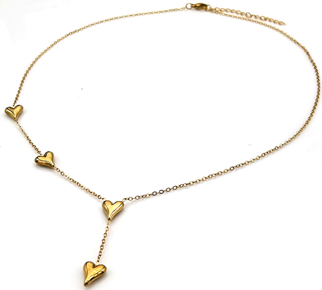 E-D4.3  N1131-017G S. Steel Necklace Hearts 40-45cm