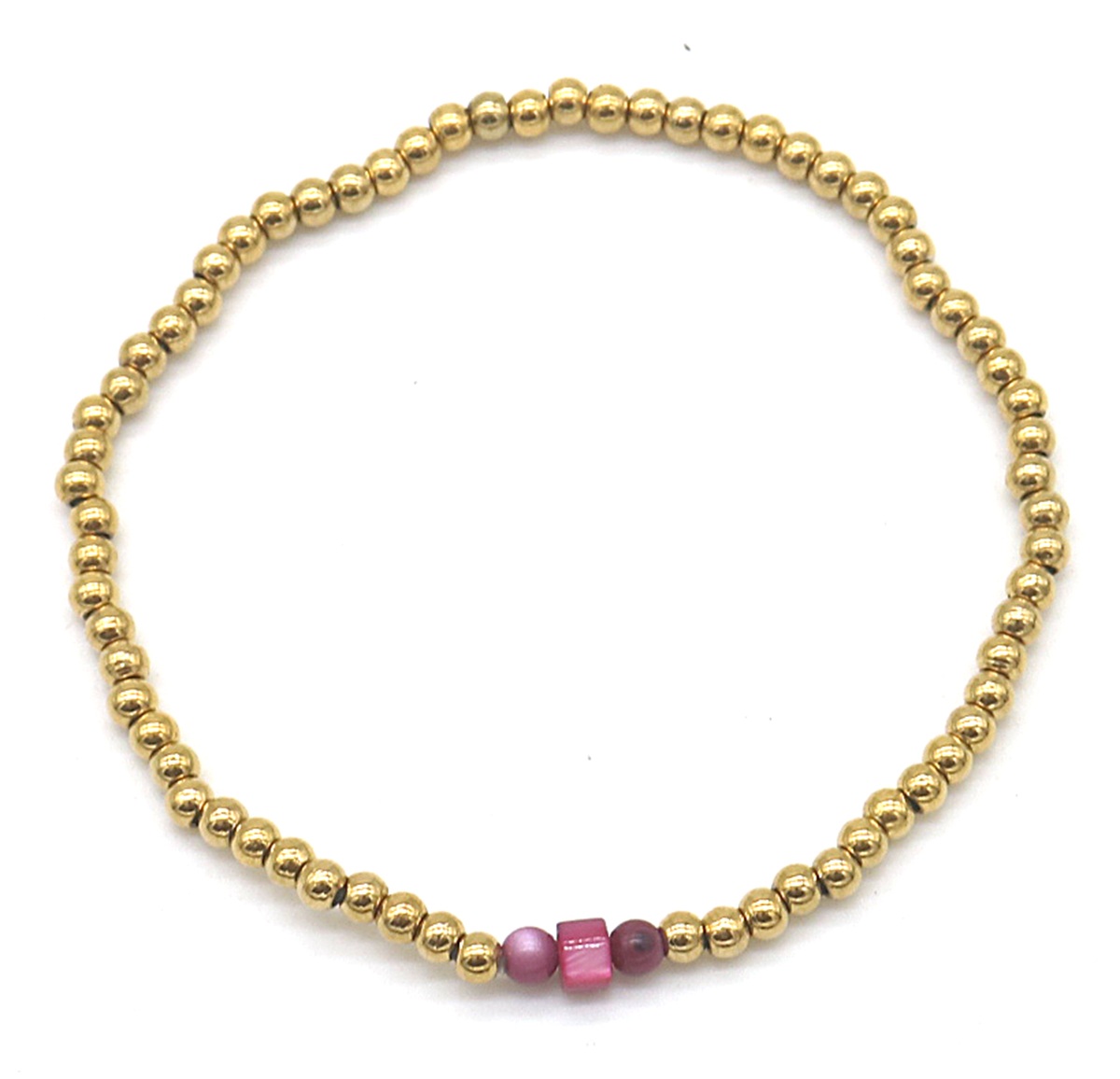 C-F19.2 B2142-005CG S. Steel Elastic Bracelet Bauhinia Stone