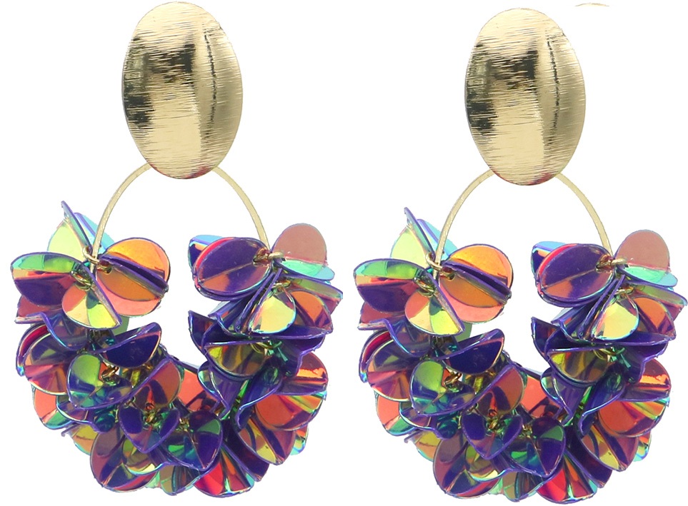 H-A3.2 E2591-146-2 Fashion Earrings Shiny 6x3.5cm Purple