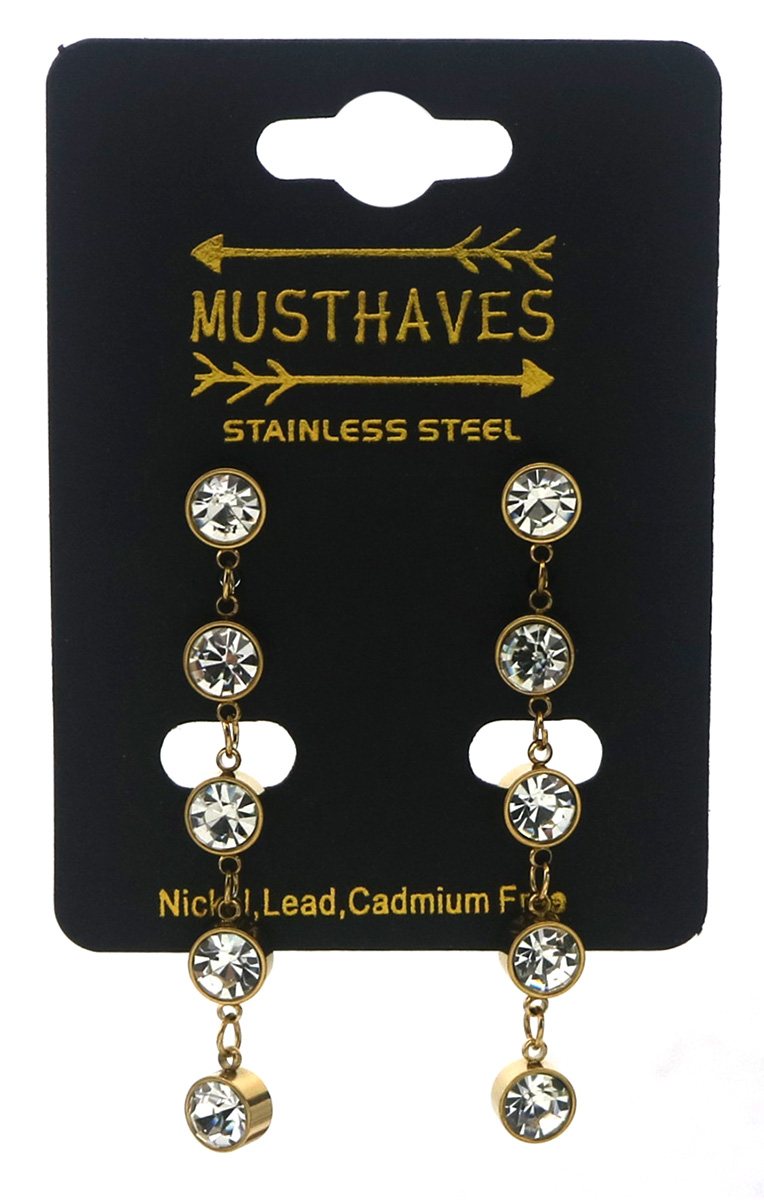 A-A6.4  E1134-004G S. Steel Earrings Crystal 5cm