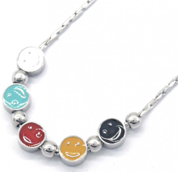 I-B4.3 N090-019S S. Steel Necklace Smileys
