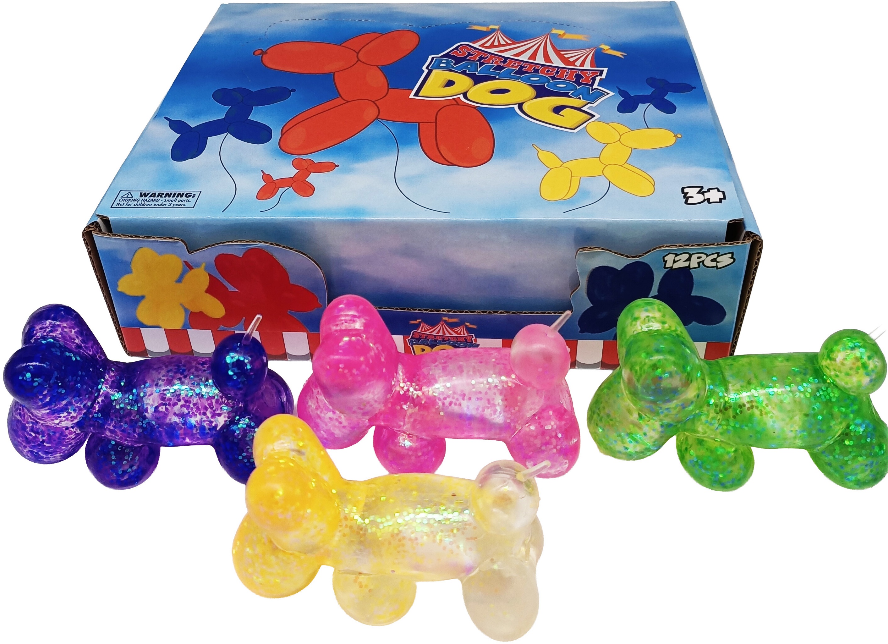 R-A8.1 TOY006-009 Squishy Dog 9.5cm Sugar Glitter - 12pcs