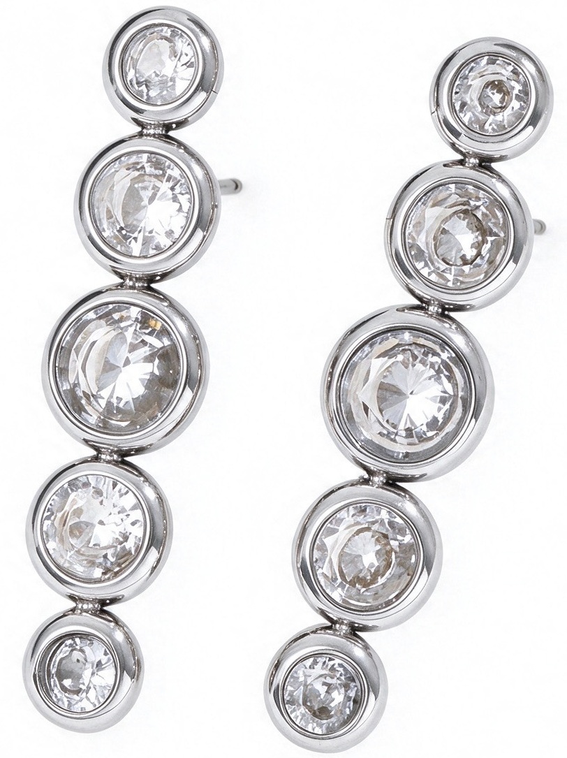 A-A7.3 E2643-038S S. Steel Earrings 2.5cm Crystals