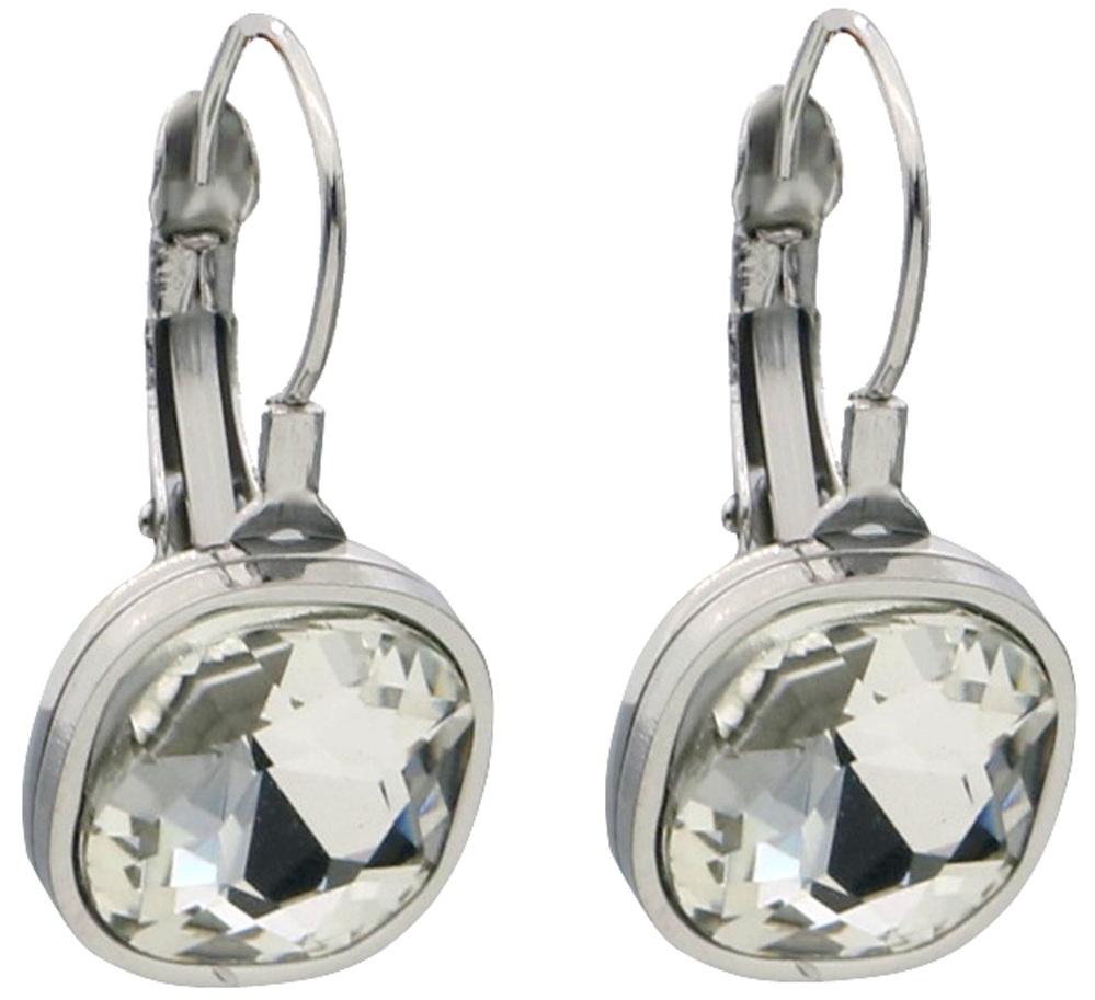 H-F17.3  E25106-075S-2 S. Steel Earrings Crystal 2.5cm White