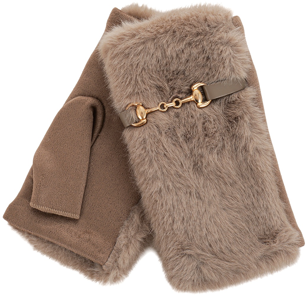 X-B4.1 GLOVES7040-032-2 Gloves Fingerless Faux Fur Brown