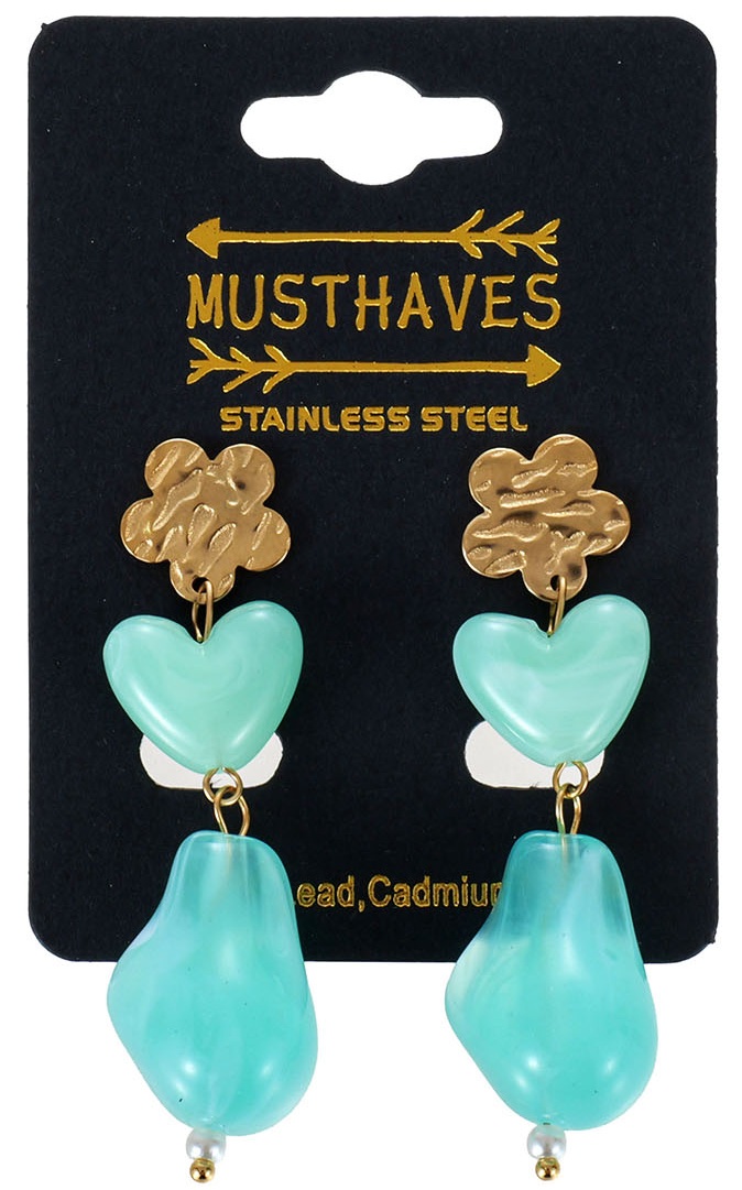 D-B22.2 E1144-028-3 S. Steel Earrings 5cm Blue