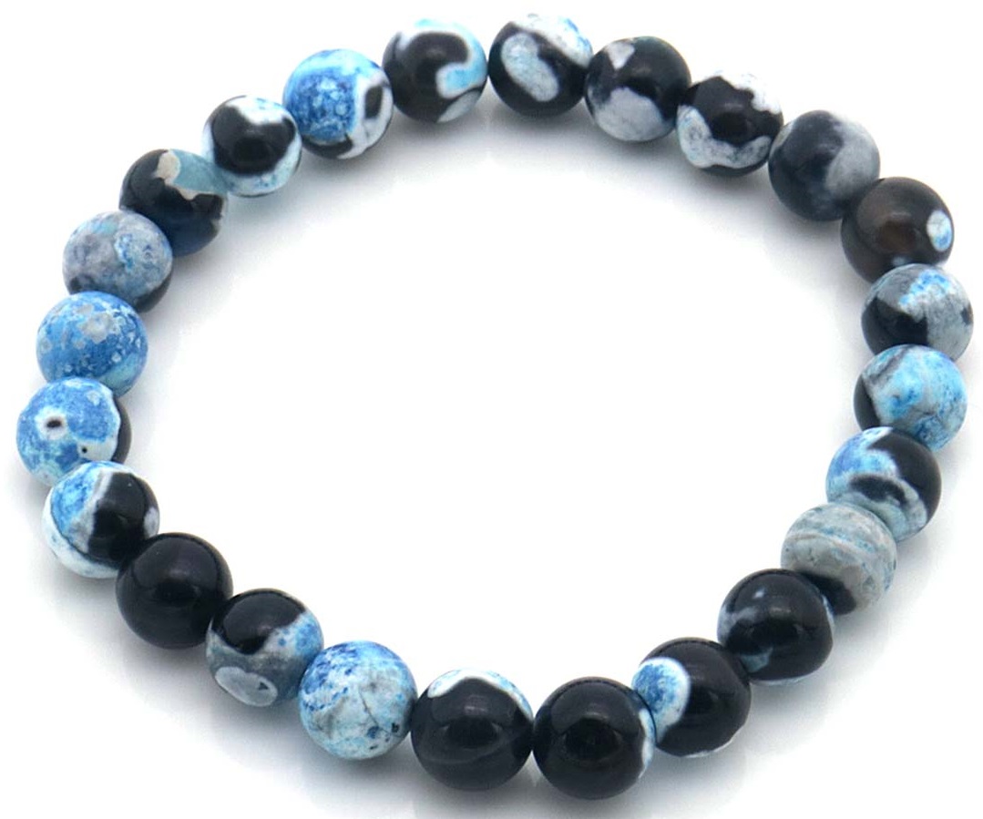 E-C6.5 B002-176 Stone Bracelet 8mm Blue Fire Agate - 21cm