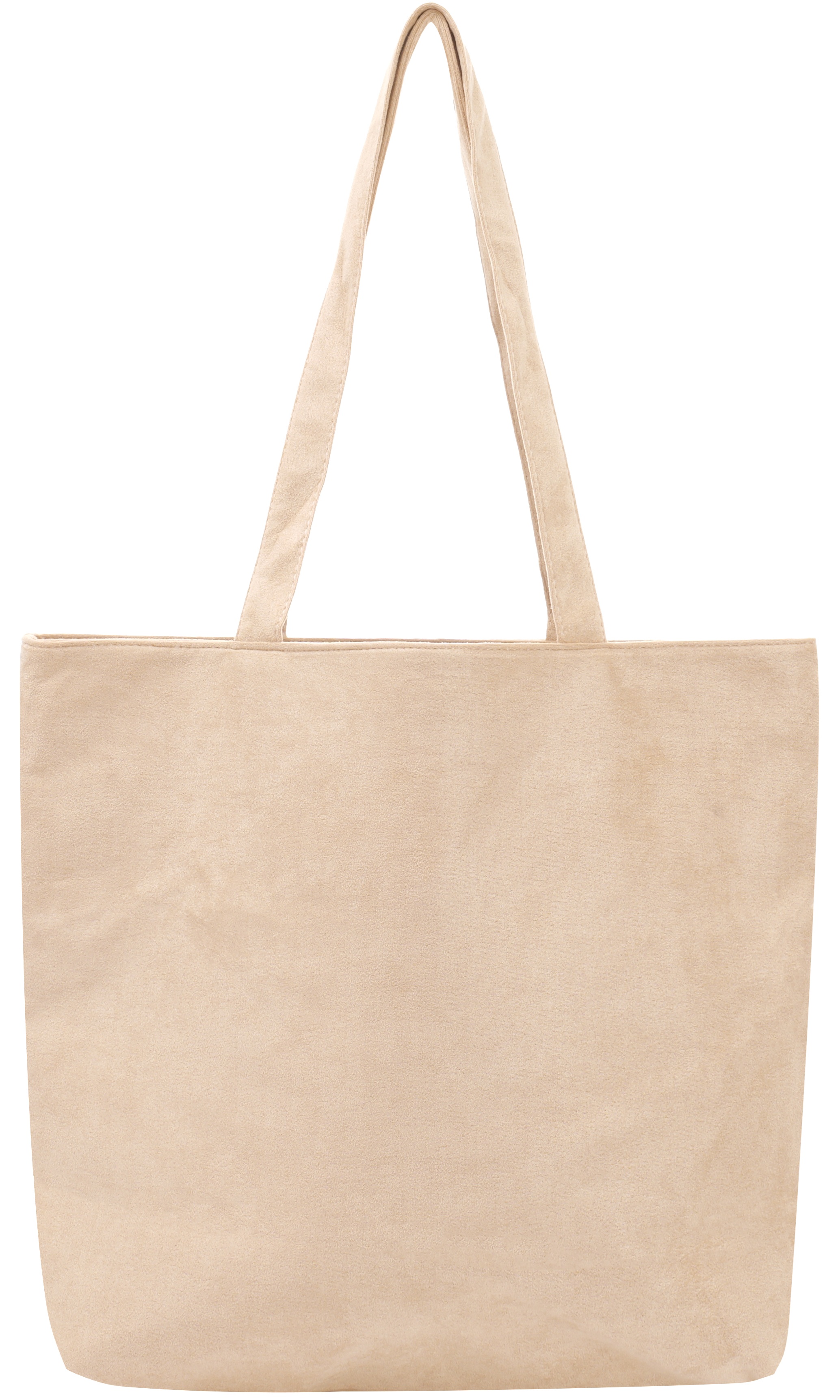 Q-J6.1 BAG1022-002-2 PU Shopper Suede Look 43x33x12.5cm Beige