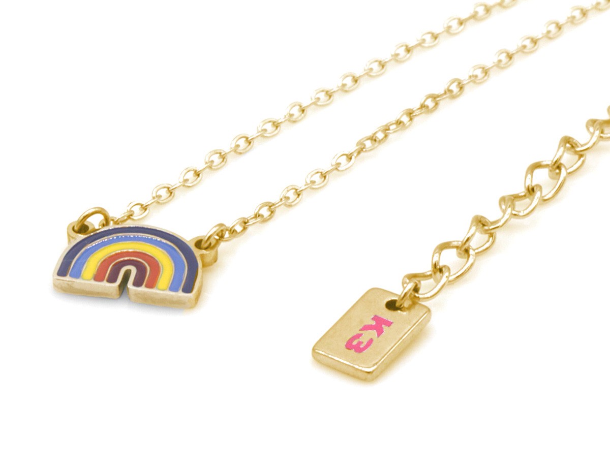D-F21.1 K3-RBN008 S. Steel Necklace Rainbow