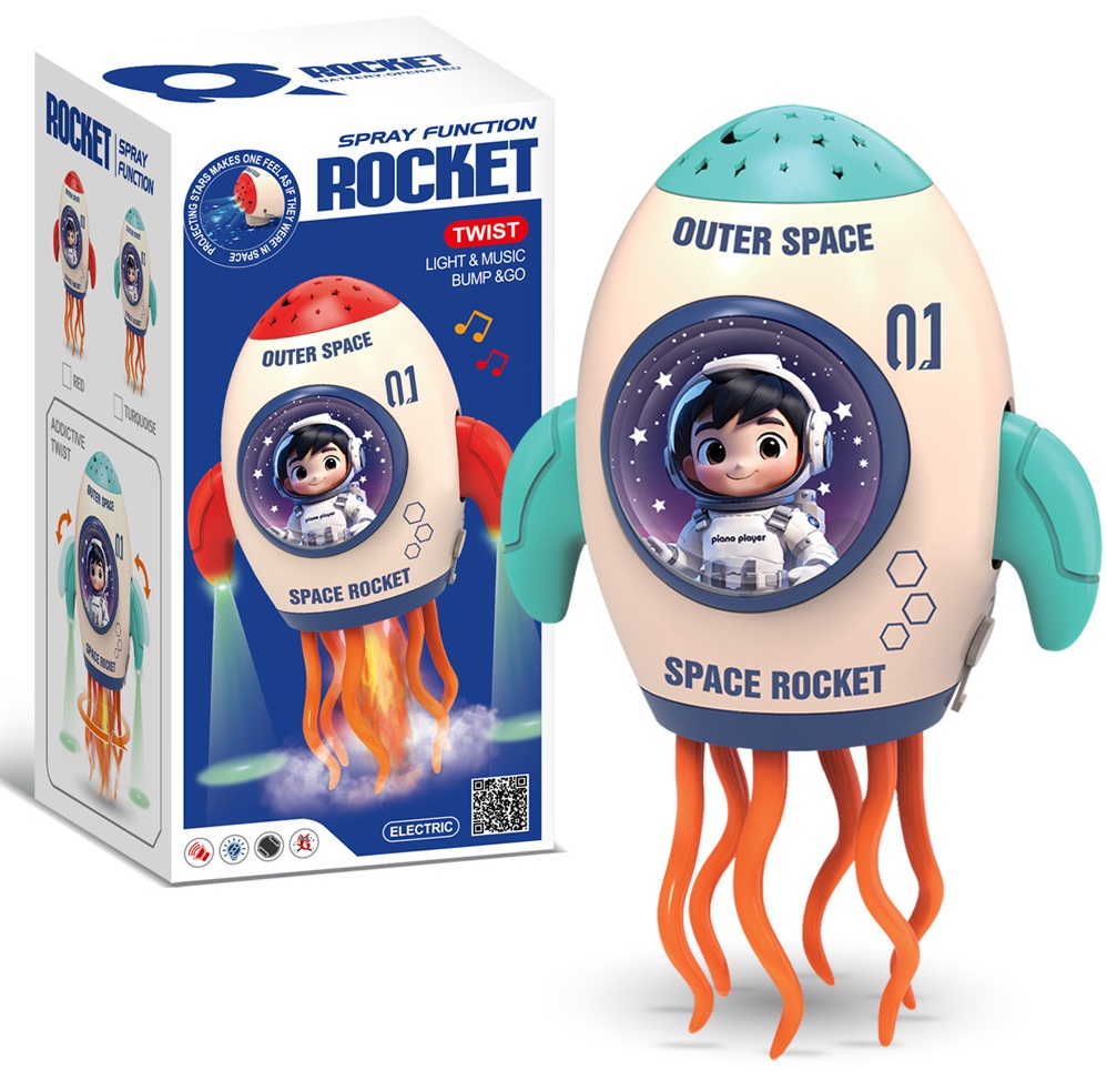 Y-E4.1 TOY1156-003 Rocket - Light -Music - Dancing - Spraying Rocket - 1pc Mixed Colors