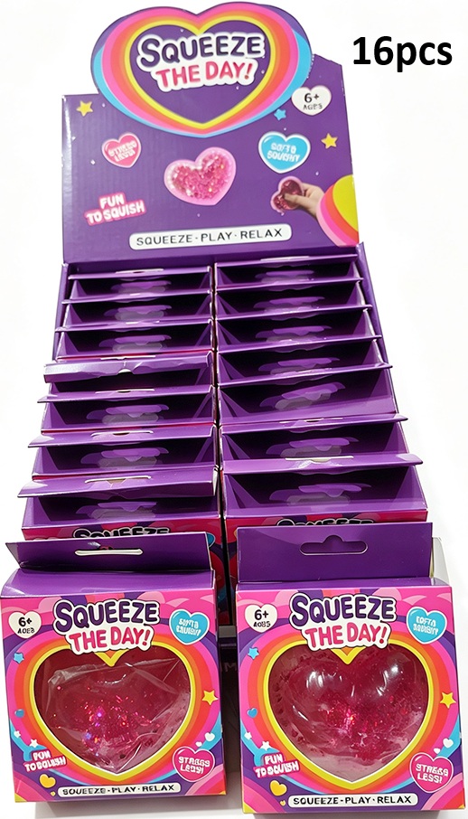 Z-A3.3 TOY003-012 Squishy Glitter Heart - 16pcs
