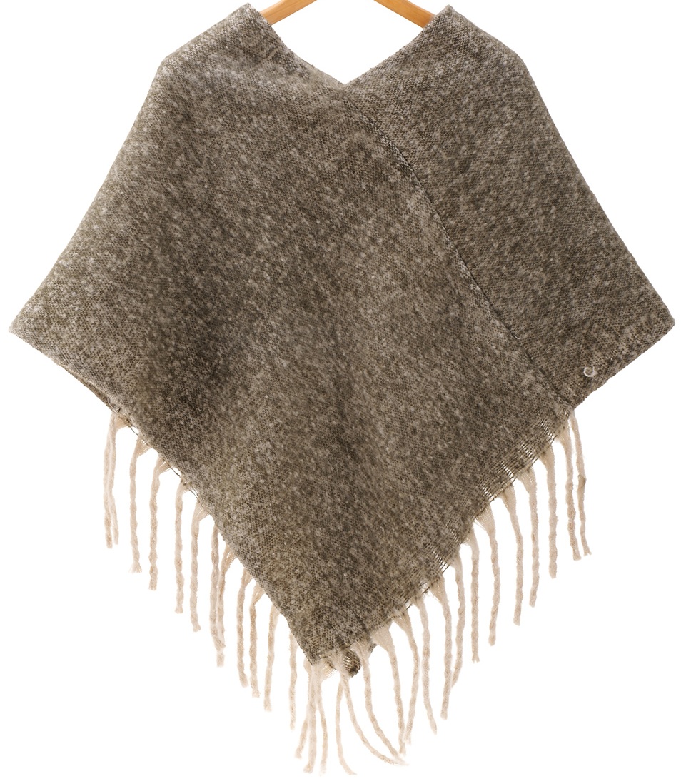 Q-I6.2 SCARF2588-011-4 Woven Winter Poncho Green Q-I6.2 SCARF2588-011-4 Woven Winter Poncho Green