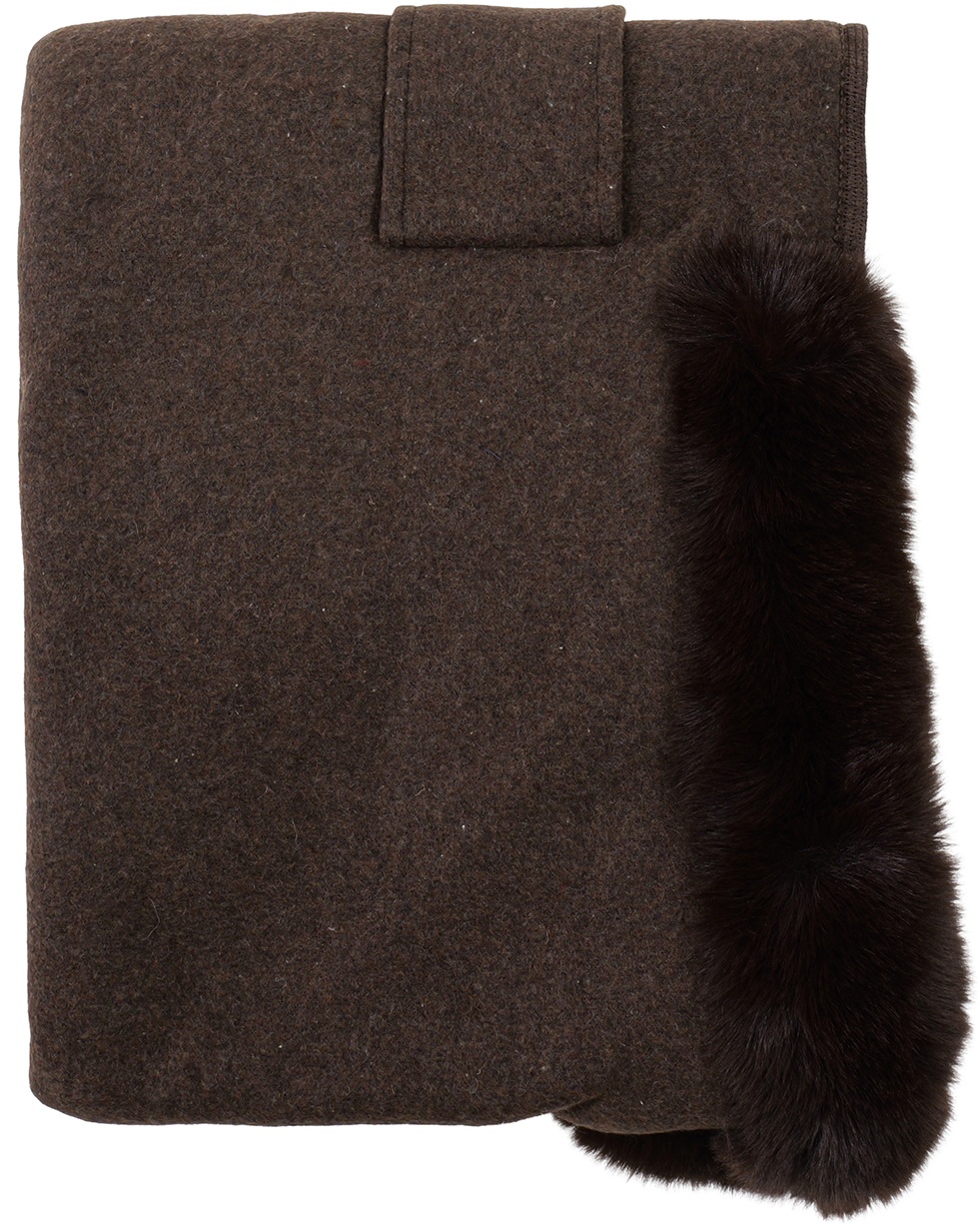 T-H8.1  SCARF1005-003-7 Luxury Poncho Faux Fur Brown