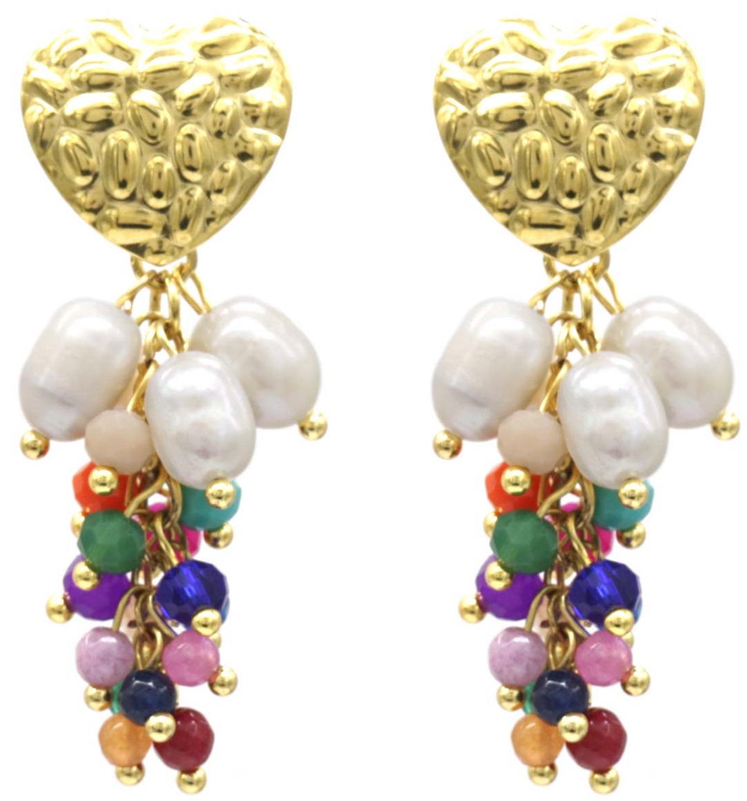 G-D19.5 E221-542 S. Steel Earrings Freshwater Pearl 4.5cm
