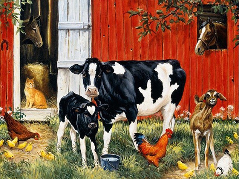 K-C2.2 DP22006 Diamond Painting Canvas 40x30cm - Painting 35x25cm Cow