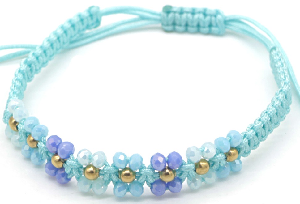 E-C7.1 B831-006-2 Rope Bracelet S. Steel Beads Blue