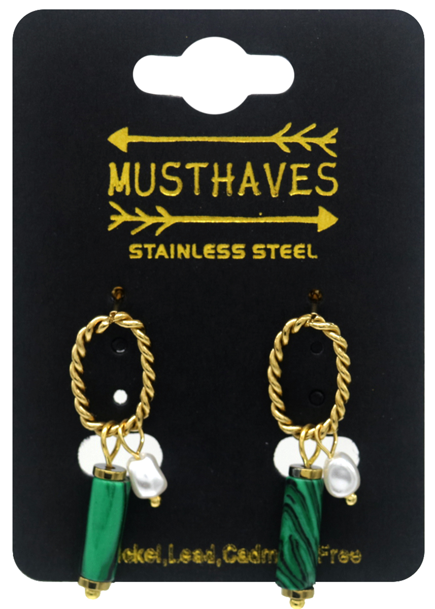 E-B19.2 E2275-013G S. Steel Earrings Stone 3cm