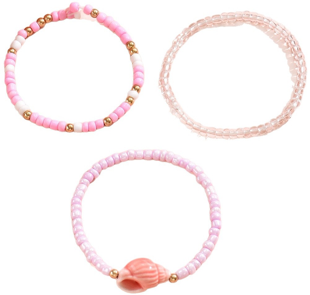 B-F18.4 ANK2620-048 Anklet Set 3pcs pink
