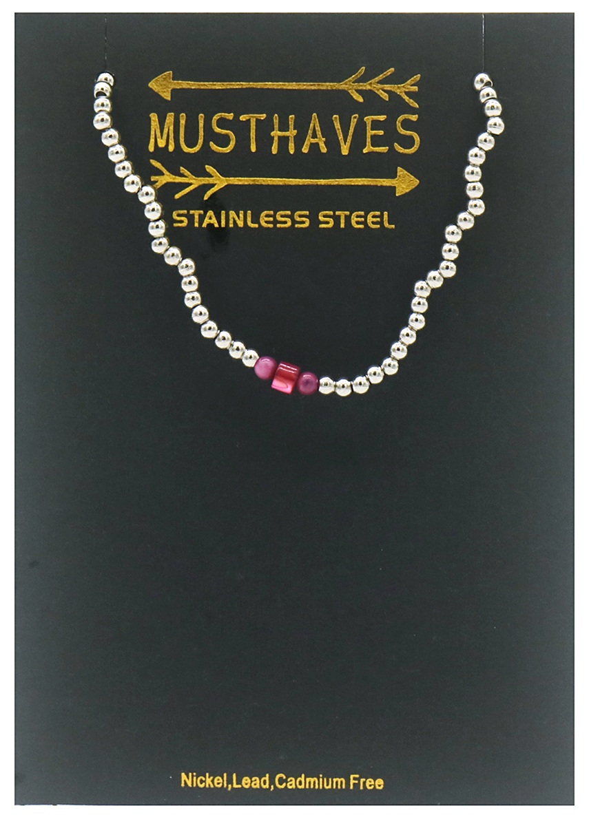 B-D6.4 B2142-005C S. Steel Elastic Bracelet Bauhinia Stone