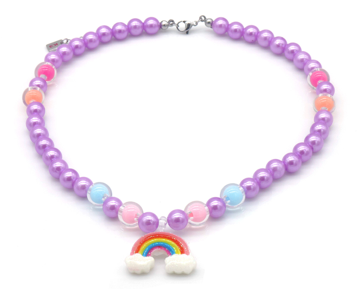 B-C1.2 K3-ZSN027 Bijoux Ketting Paars met Regenboog